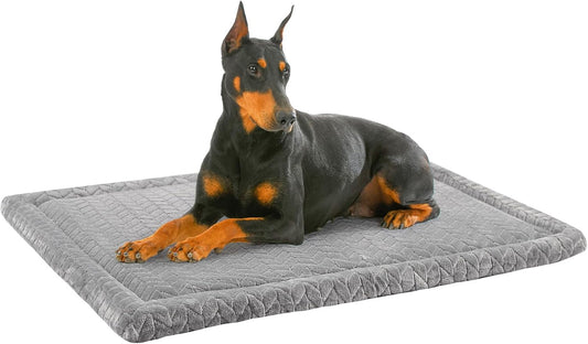 BEAUTYZOO Dog Bed Crate Pad 48 x 30 inch, Washable Dog Crate Mat for XX-Large Sized Dogs, Anti-Slip Pet Crate Bed Kennel Pad, Durable Cozy Puppy Sleeping Mat Rectangle Mattress, Grey