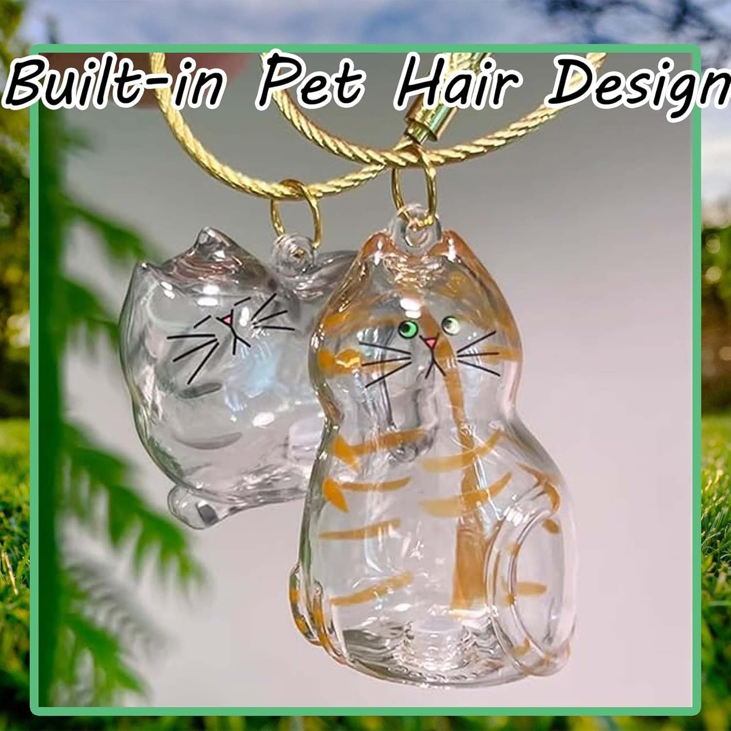 Cat Hair Holder Keychain,Cat Hair Memorial Keyring,Cats keychain Hair Storage Bottle,Transparent Cats Hairs Pendants