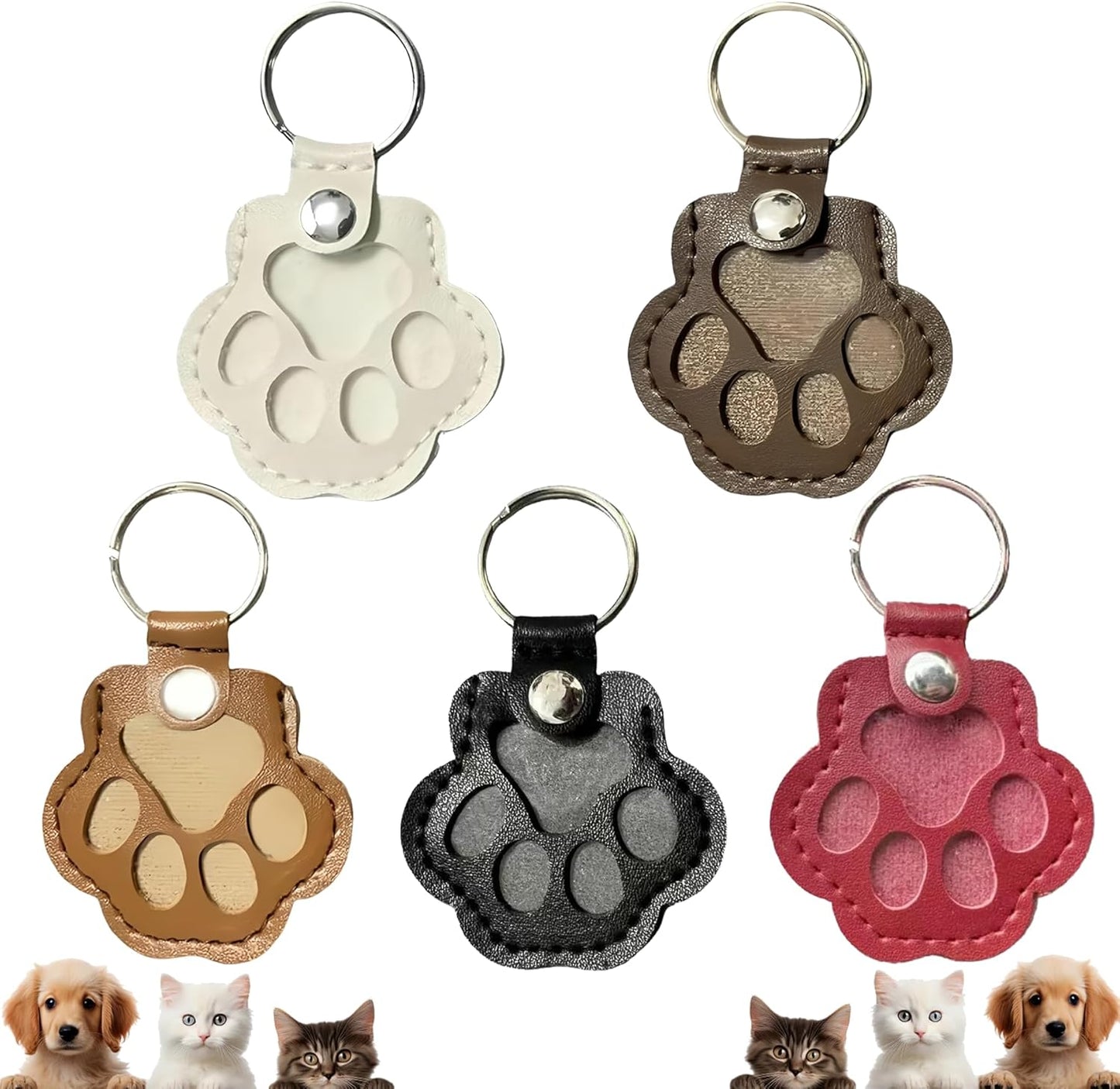 Leather Pet Memorial Keychain, Pet Hair Keepsake Keychains, Cute Leather Paw Keychains, Memorial Gift for Pet Lovers