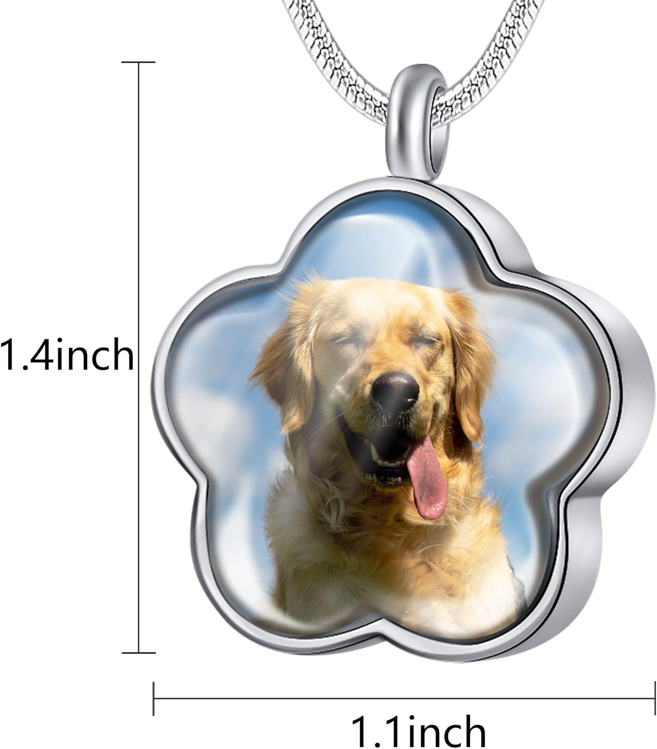 Farfume Personalized Pet Urn Necklace for Dog Cat Ashes Cremation Pet Memorial Customized Photo Text Engraving Pendant Keepsake Funeral Jewelry