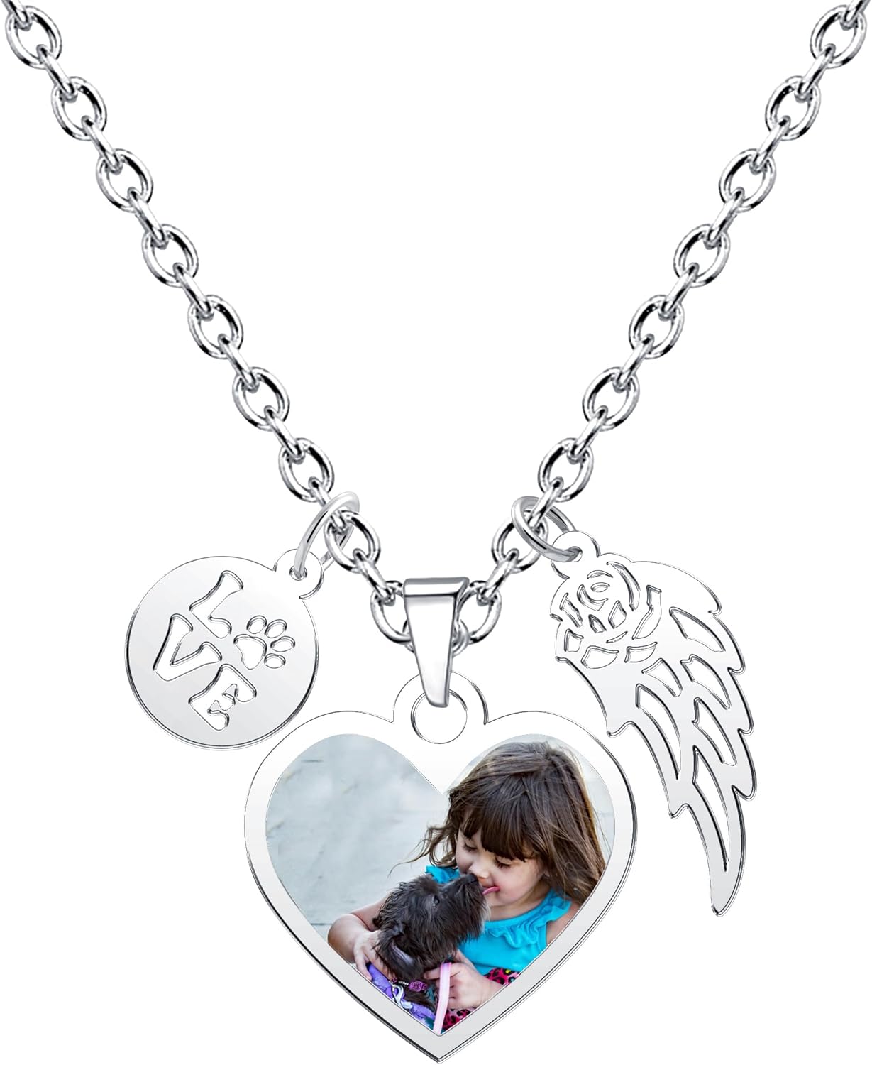 CharmSStory Personalized Photo Necklaces Custom Engraved Name Necklace Memory Keepsake Picture Necklace Pendant Customized Gifts for Women Men