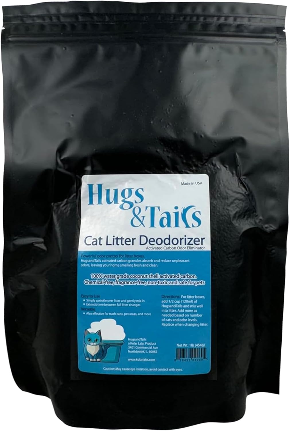 Cat Litter Deodorizer – Pet Safe Odor Eliminator & Housebreaking Supplies for Cats, Kittens, & Small Pets – Natural, Unscented, Non Toxic, Low Dust, 2 lbs, by HugsandTails