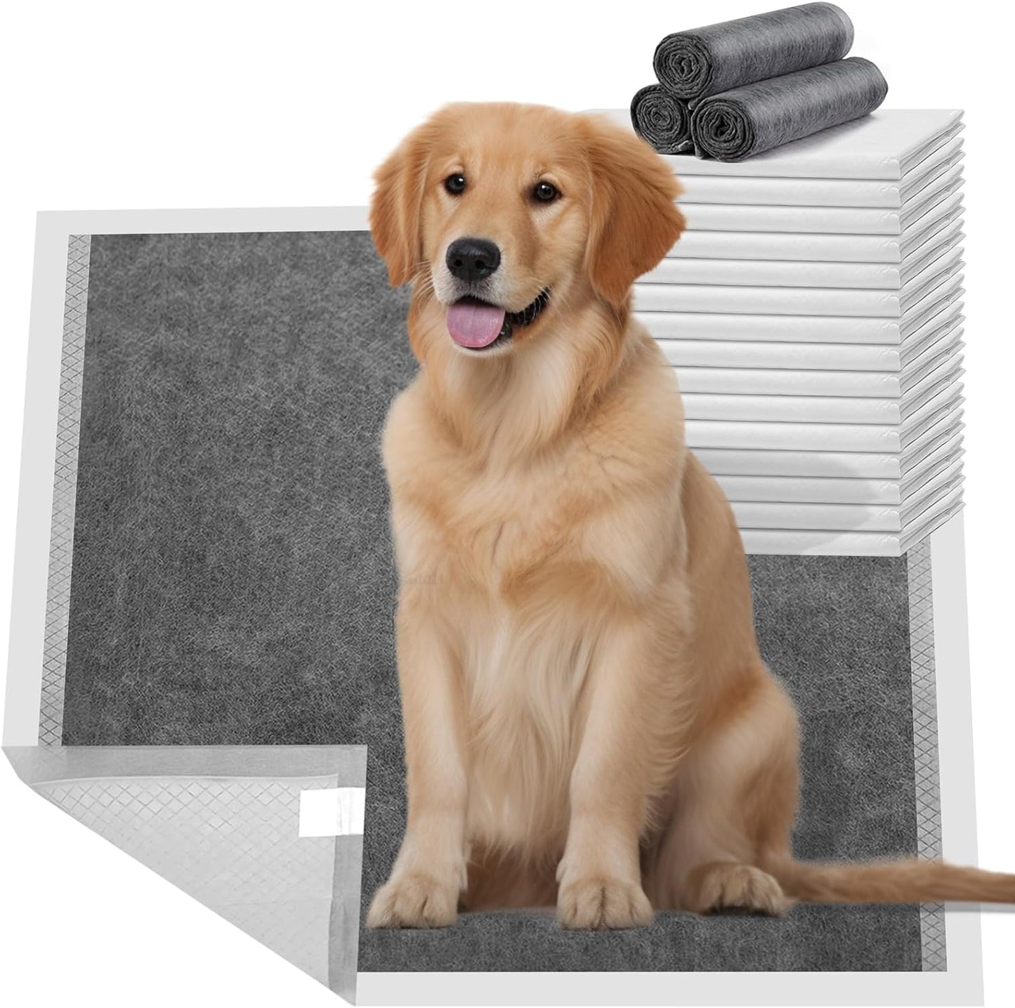 Dog Pee Pads Extra Large 28"x 34", 18 Count, Activated Carbon Charcoal Puppy Pads XL, Potty Pads for Dogs with Adhesive Sticky Tape, Disposable Training Bed Pads for Pets, Doggies, Cats