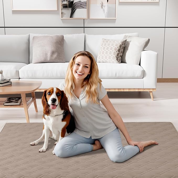 Smiry Waterproof Dog Blanket, 82x82 Inch Soft Pet Bed Cover Reversible, Washable Sofa Couch Furniture Protector for Small Medium Large Dog Puppy Cat, Taupe/Beige