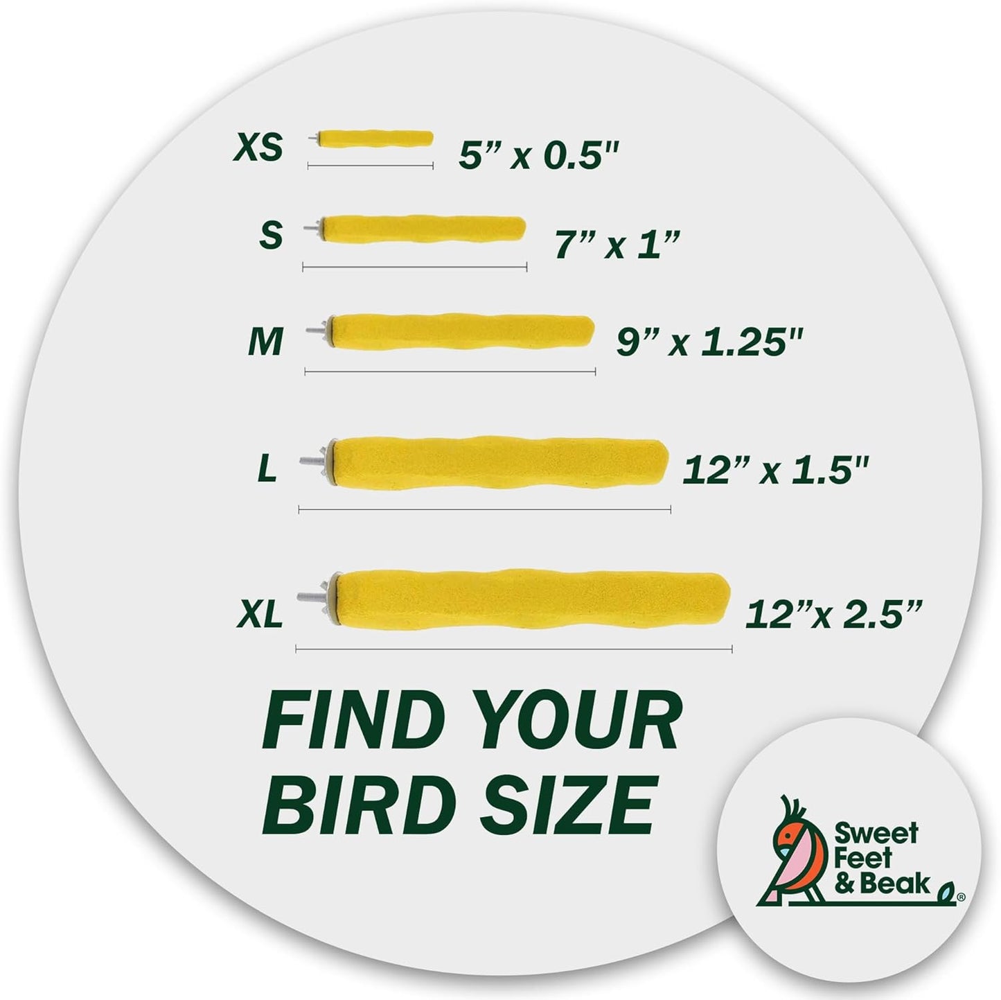 Comfort Grip Safety Perch for Bird Cages - Pedicure Perch for Birds to Keep Nails and Beaks in Top Condition - Safe Easy to Install Bird Cage Accessories - Small 6.5"