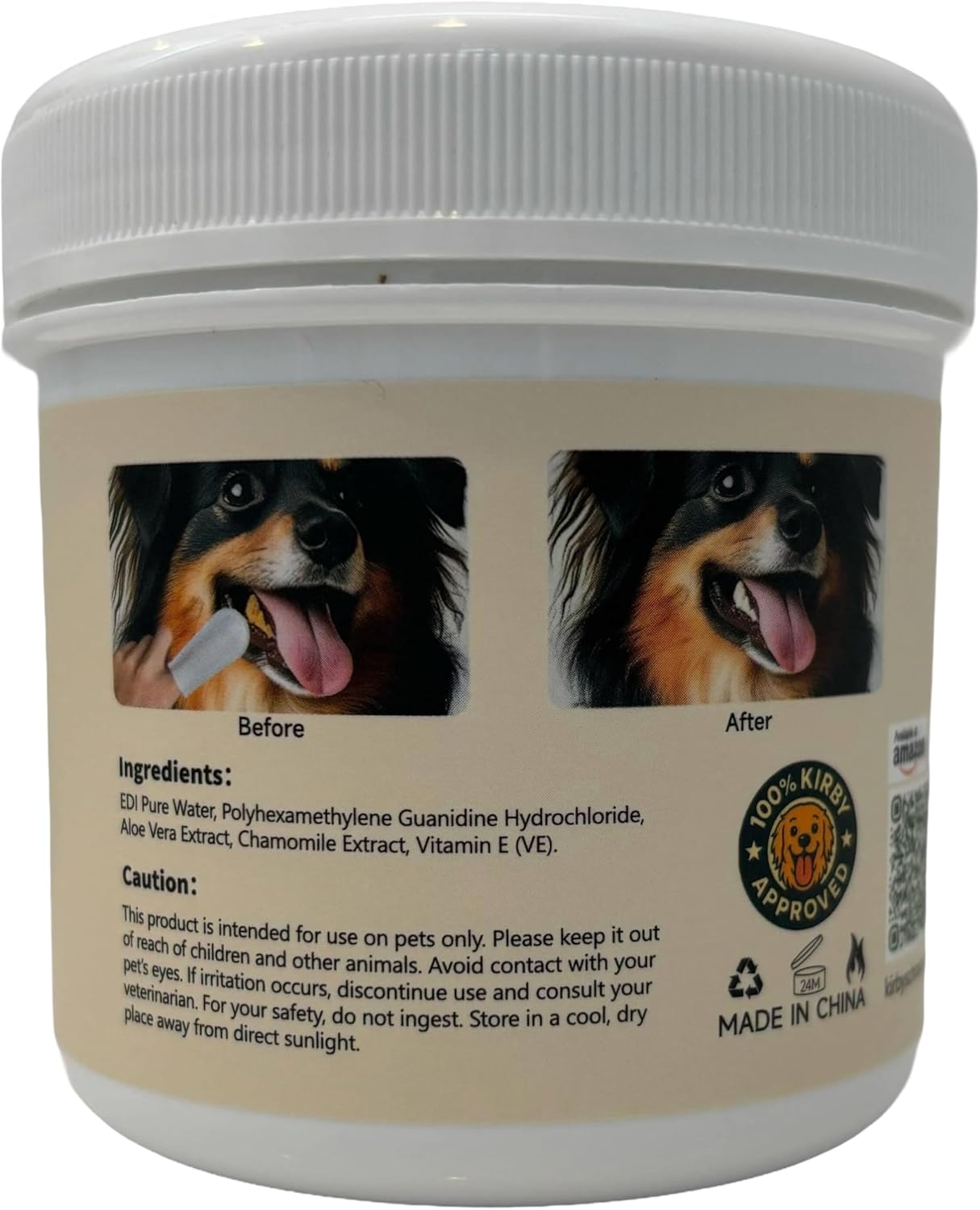 Kirby's Choice Pet Wipes 50 Ct Canister – Dog & Pet Finger Wipes for Teeth & Ears – Gentle Grooming Wipes for Oral Care & Ear Cleaning – Safe, Durable & Easy to Use (Teeth)