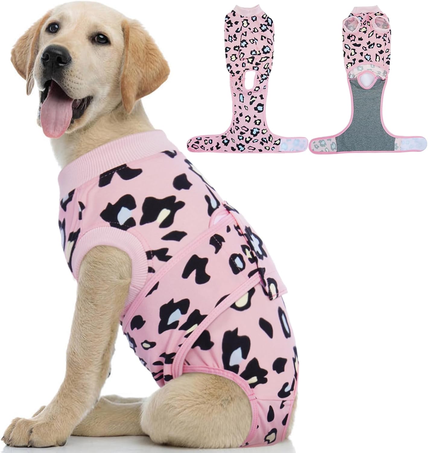 Kuoser Dog Recovery Suit for Dogs After Surgery,Professional Surgical Onesie for Female Male Dogs Spay Neuter,Soft Dog Surgery Suit Bodysuit for Abdominal Wounds Skin Disease,Pink Leopard M