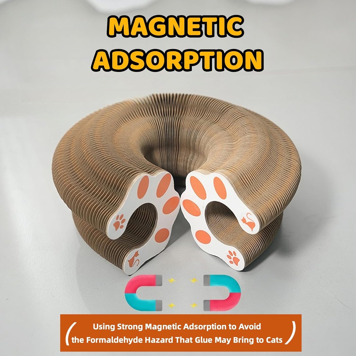 Cute Magic Organ Cat Scratcher Foldable Funny Cats Cardboard Toy Sturdy with Bell-Ball for Indoor Cats Kitty Accordion Toys for Scratching (2)