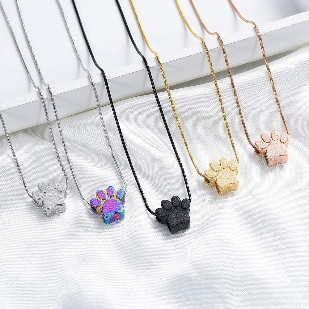 Pet Urns For Dogs/Cats - Pet Ashes Necklace - Paw Print Urn Necklace with Mini Keepsake Urn Memorial Ash Jewelry