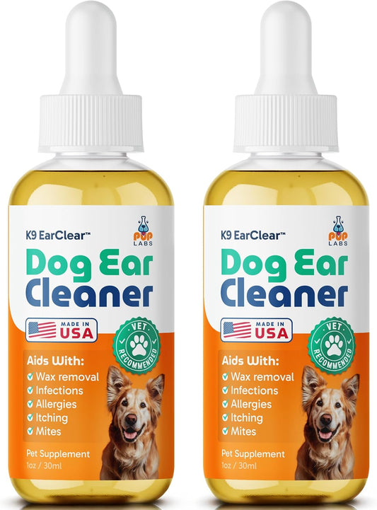 Ear Clear, Natural Dog Ear Cleaner and Infection Treatment for Dogs, Dog Drops for Itching, Irritation, & Wax Build-Up, 2-Pack
