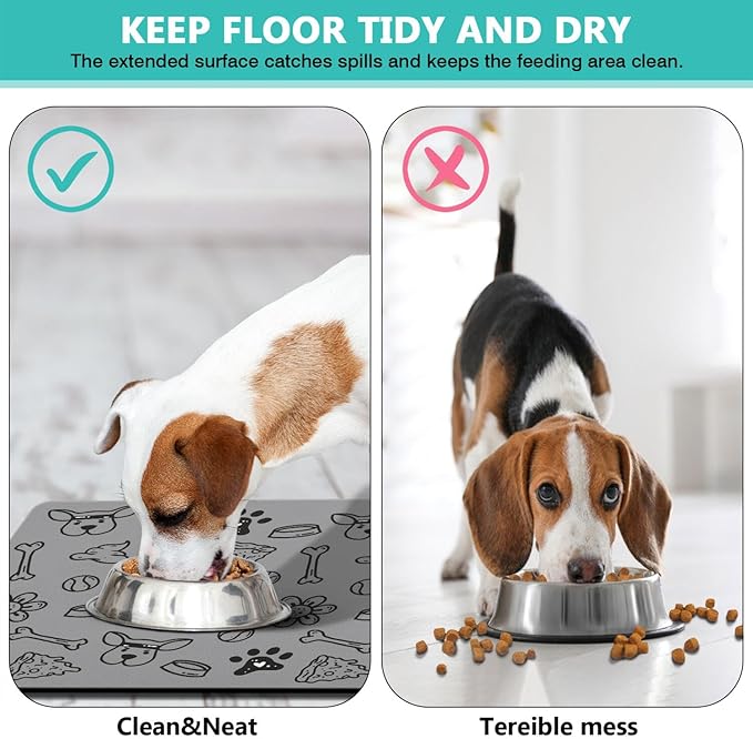 Pet Feeding Mat for Floors Waterproof Dog Mat for Food and Water Absorbent Quick Dry Non Slip mat for Cat Bowls