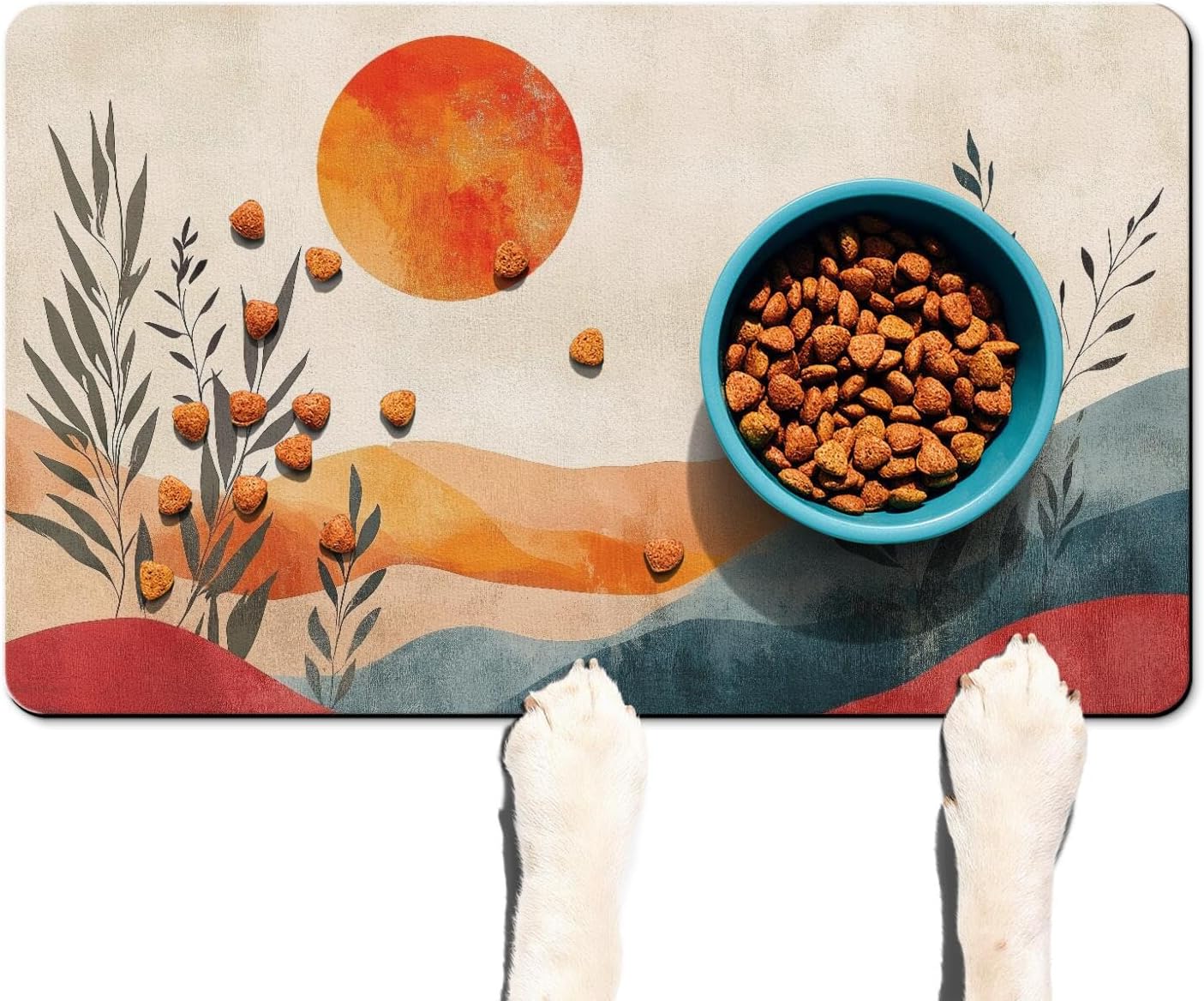 Absorbent Pet Dog Bowl Mat for Food and Water, Pet Cat Food Feeding Mat with Non Slip Rubber Backing, Dog Food Mats for Floors Waterproof, 24"x32"