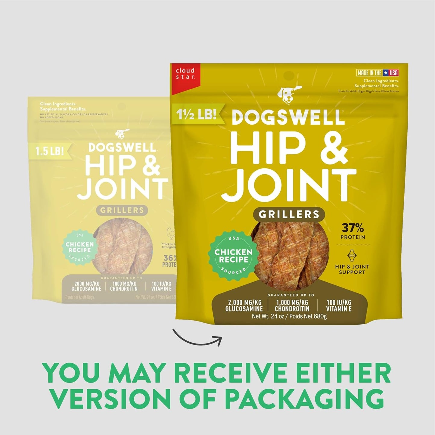 Dogswell Hip & Joint Grillers Dog Treats, Chicken, 24 Oz. Pouch