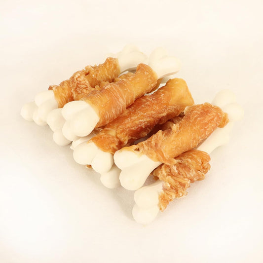 Dog Treats, 2.8 Inch Natural Chicken Wrapped Calcium Dog Bones, Suitable for Puppy and Small Dogs, Pack of 3.5oz.