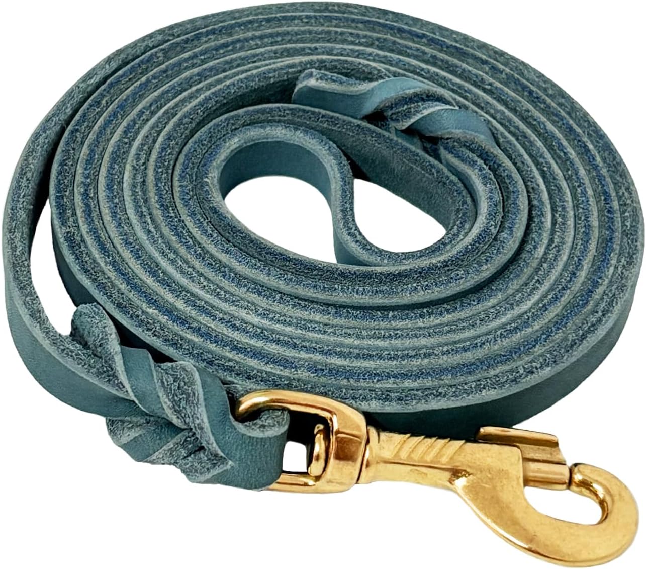 LWBMG Leather Dog Leash 4ft x 1/2 inch, Leather Dog Leash for Small Dogs, Strong Durable Handmade Braided Pet Lead, Soft and Comfortable Puppy Training Leashes for Small Medium Dogs Blue