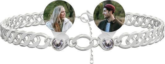 EMIRISTIC Custom Photo Bracelet - Personalized Picture Natural Stone Cuban Chain Bracelet - Any Special Day Gifts