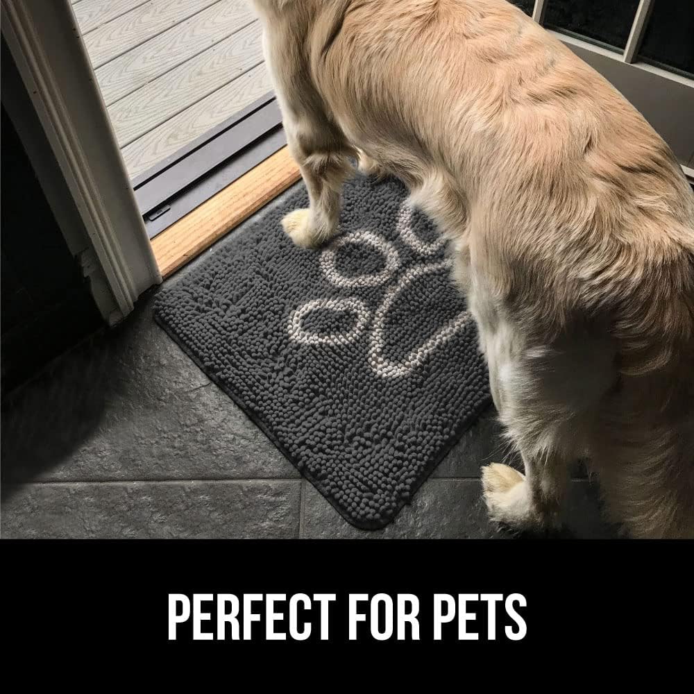 GORILLA GRIP Dog Doormat, Absorbent Doormats for Muddy Dogs Paws, 48x30 Machine Washable Soakstopper Rugs, Cleaner Floors, US Designed Pet Bed Door Mat, Indoor Entrance Pets Rug, Charcoal
