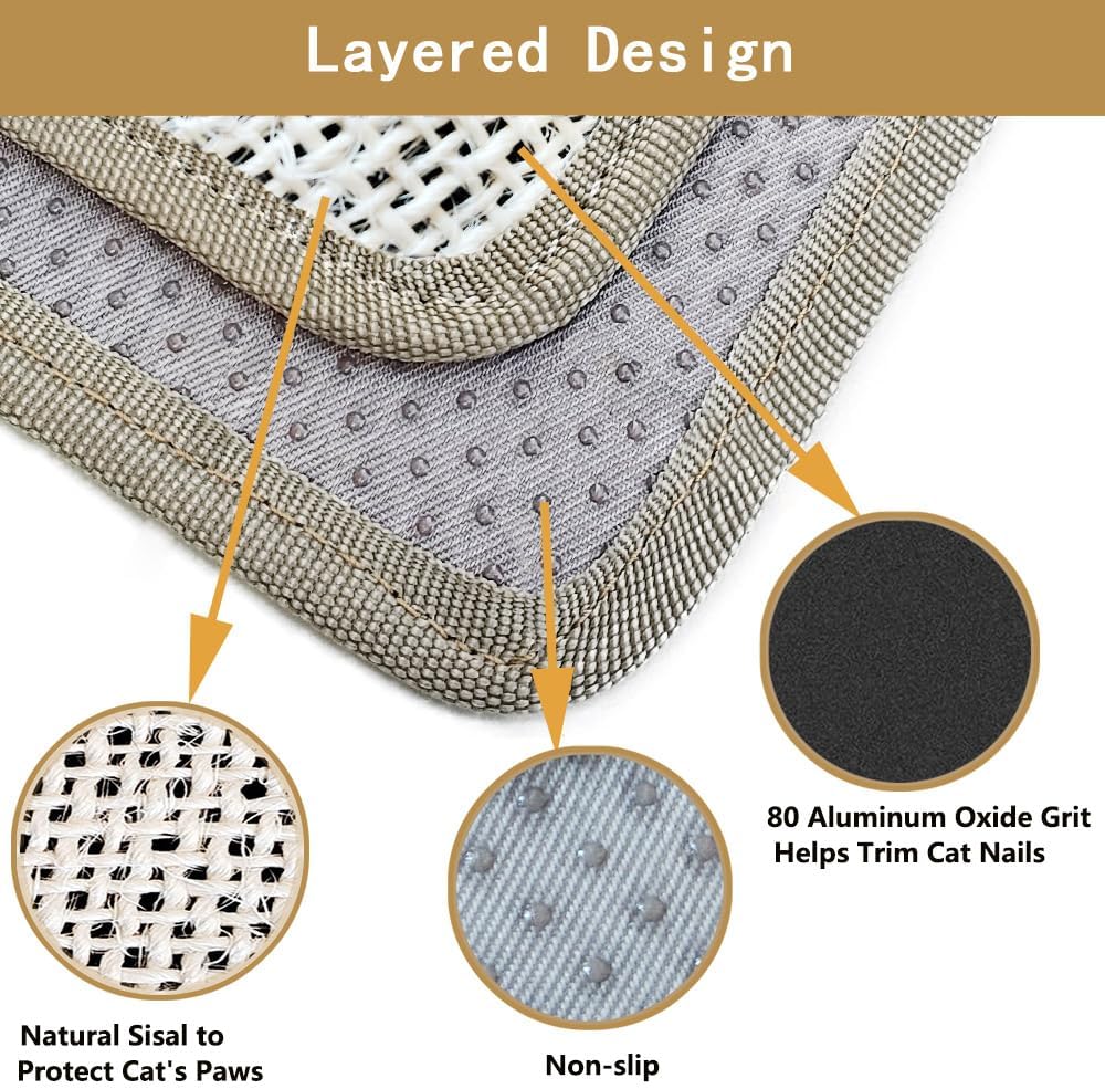 Cat Nail File Scratcher Wrapped Around a Cat Scratching Post, 16.73"×13.38" Sisal Cat Scratch Pad with 80 Aluminum Oxide Grit, Nail File for Cats Can Help to Trim Your Cat's Nails