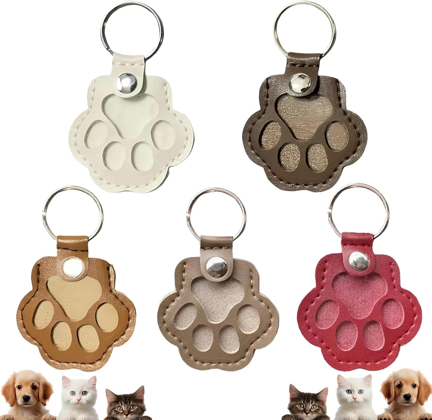 Leather Pet Memorial Keychain, Pet Hair Keepsake Keychains, Cute Leather Paw Keychains, Memorial Gift for Pet Lovers