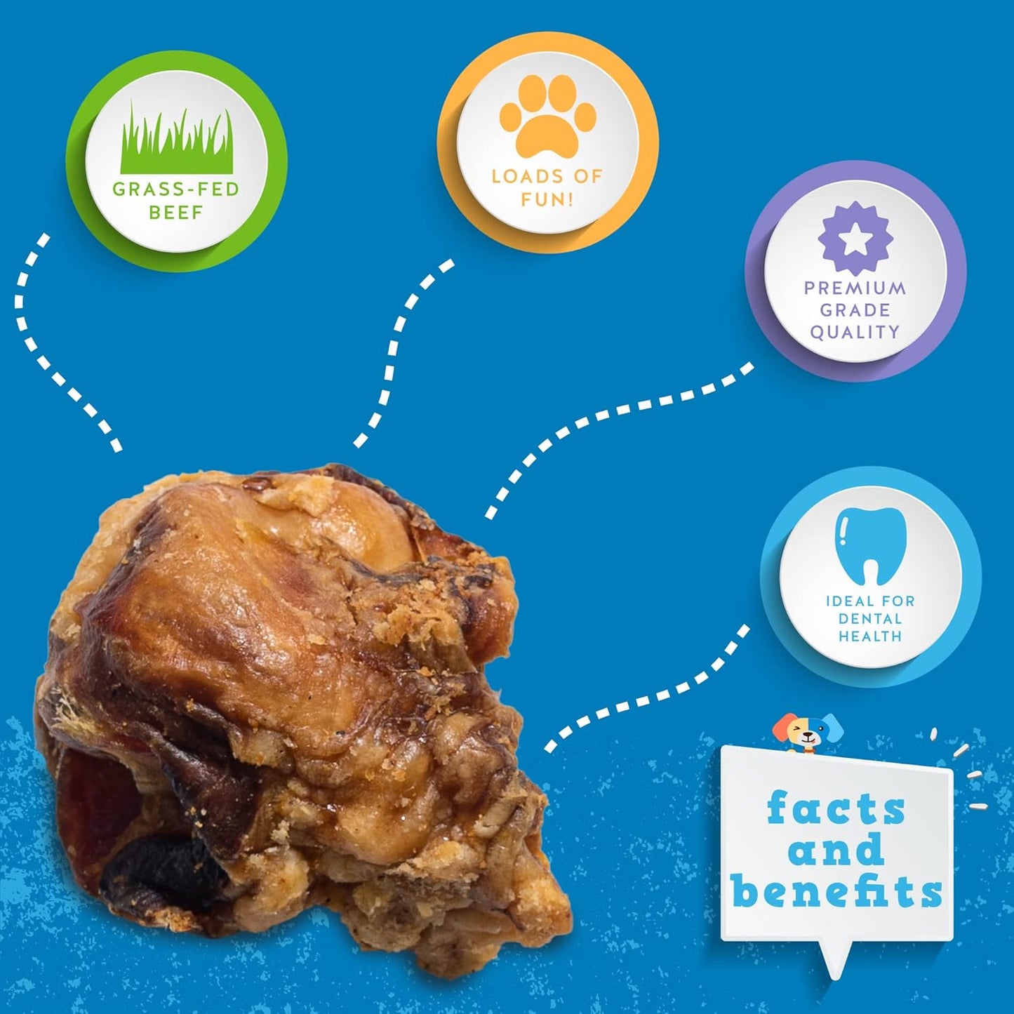 Jack&Pup Beef Bones, Knee Cap for Dogs, Long Lasting Natural Dog Bones, Beef Bone Knee Caps for Large Dogs. (10 Pack)