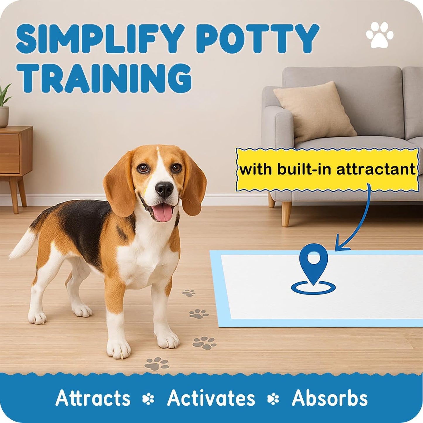 MoMoCo Puppy Pads 23"x23", 100 Count – Super Absorbent, Leak-Proof Potty Pads for Small Dogs & Puppies, Quick-Dry & Disposable