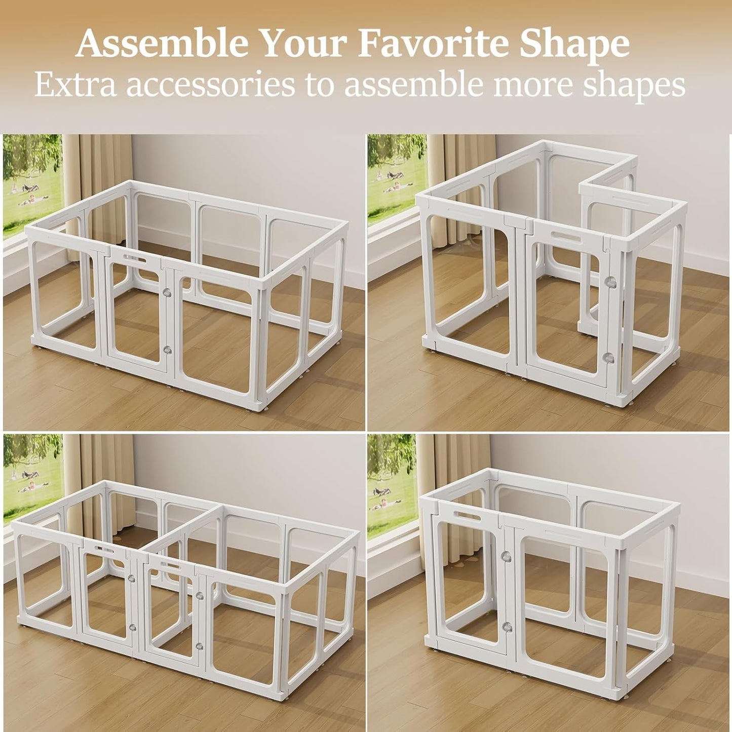 Clear Acrylic Dog Playpen with Door, for Puppy Cat Rabbit Transparent Pet Pen, Dog Playpen Indoor, Dog Fence, Easy Assemble & Cleaning Dog Pen for Small & Medium Dogs (29.5“ Height, 14PCS)