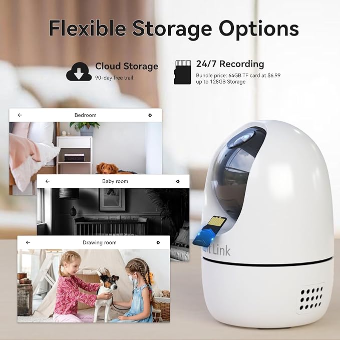 Heart Link Indoor Camera, 2.5K Pet Camera with Speaker for Dogs and Cats, 90-Day Cloud Storage, Phone App, AI Human & Pet Detection, 360° View, Night Vision, 2-Way Audio