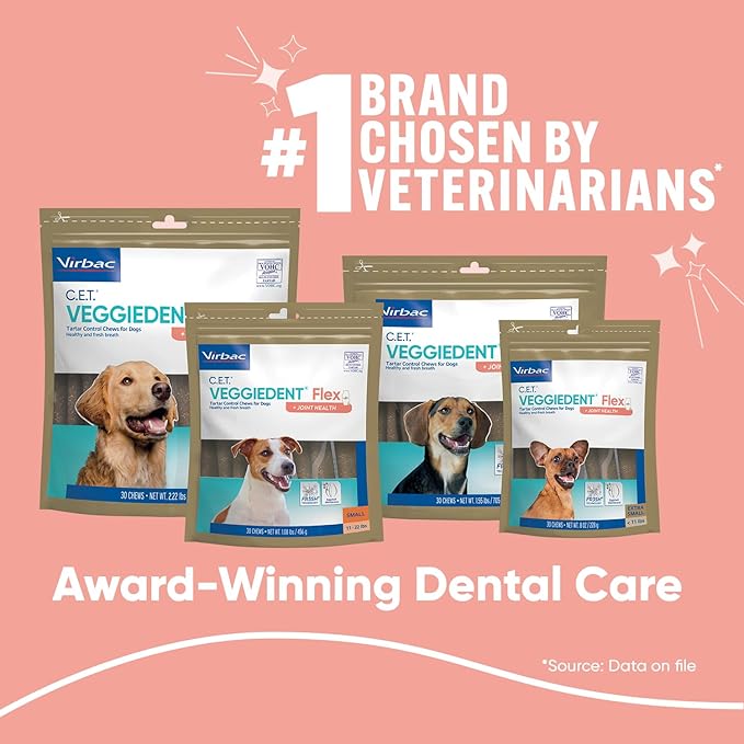 Virbac C.E.T. VEGGIEDENT Flex Tartar Control Chews for Dogs - Large