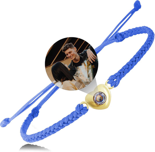 EMIRISTIC Custom Photo Bracelet - Personalized Picture Natural Stone Cuban Chain Bracelet - Any Special Day Gifts