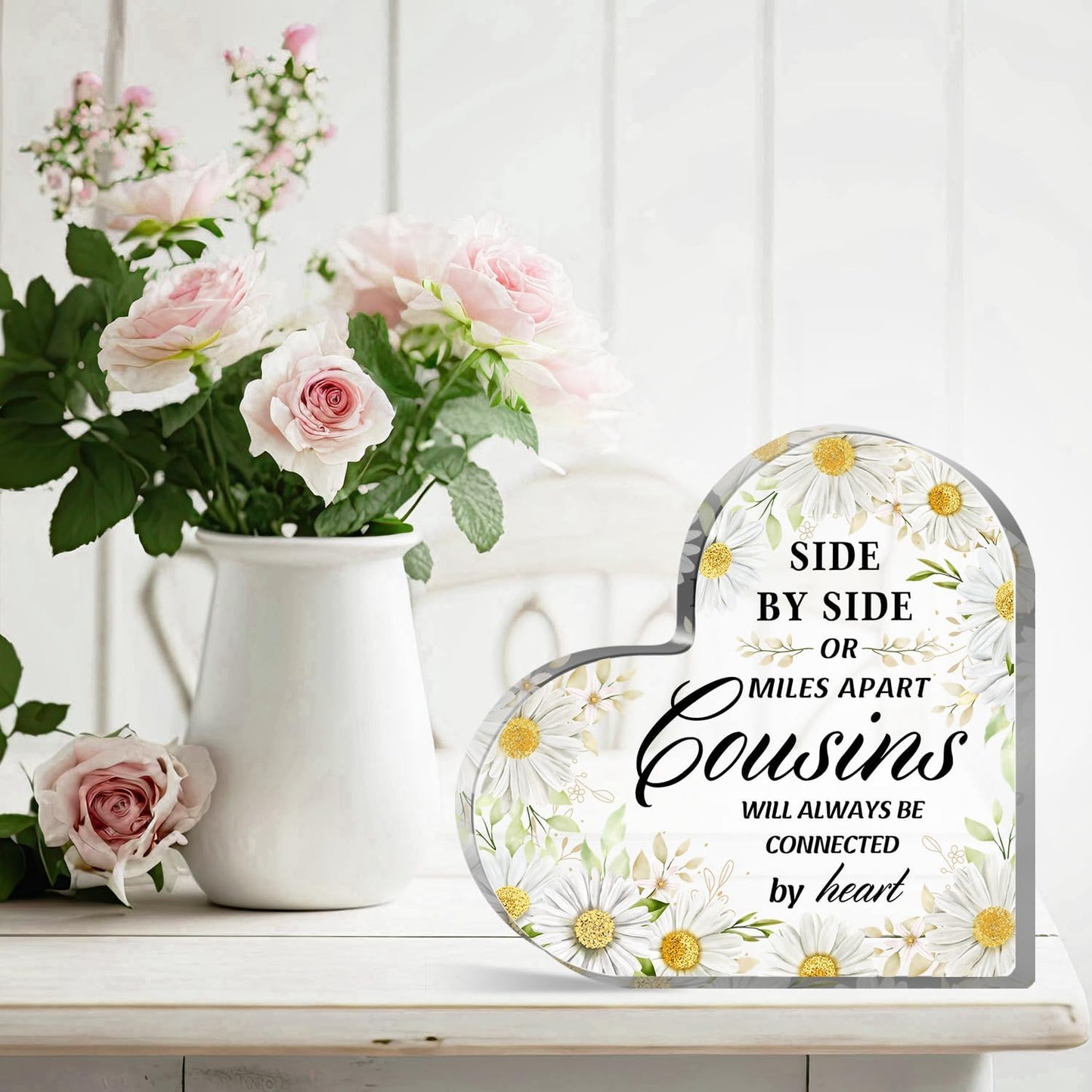 Cousin Gifts for Women, Cousin Birthday Gifts for Women, Best Cousin Ever Gifts, Heart Acrylic Gifts for Cousins, Cousin Birthday Gifts for Cousin Sister, Best Cousin Gifts for Christmas and Weddings