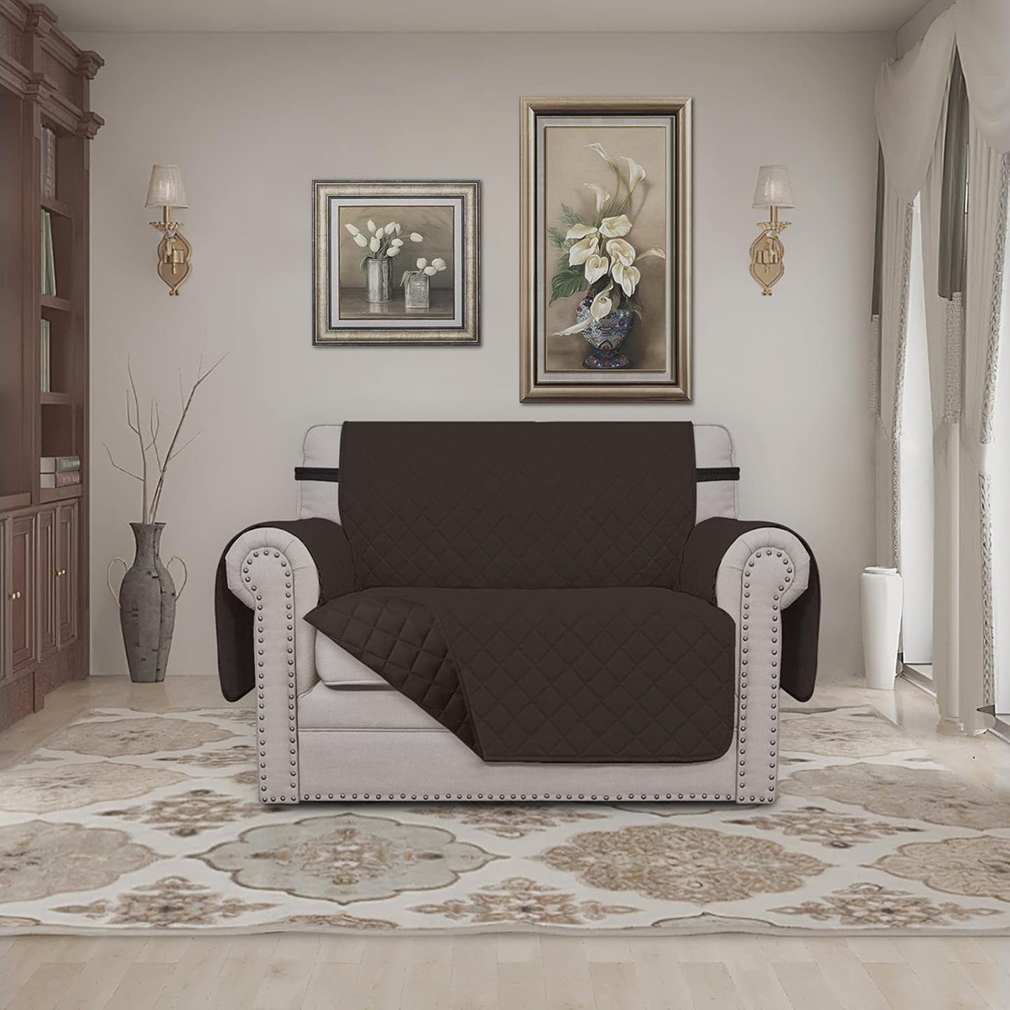 Easy-Going Oversized Chair Sofa Slipcover Reversible Sofa Cover Water Resistant Couch Cover Furniture Protector Cover with Elastic Straps for Pets Dog (Oversized Chair, Chocolate/Chocolate)