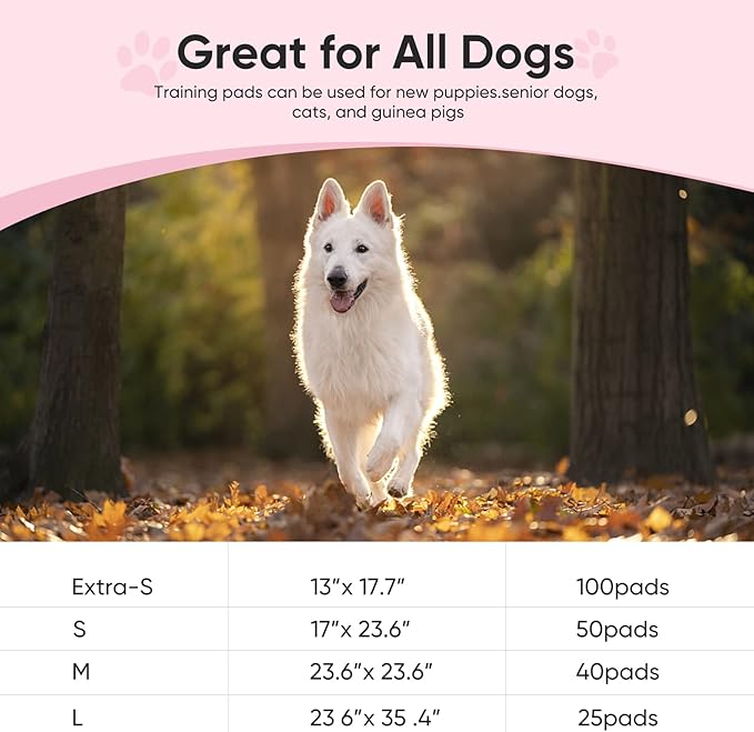 Super-Absorbent Leak-Proof Dog and Puppy Pet Training Pad, Housebreaking Puppy Pads Disposable (18" X 24" - Small 50PCS)