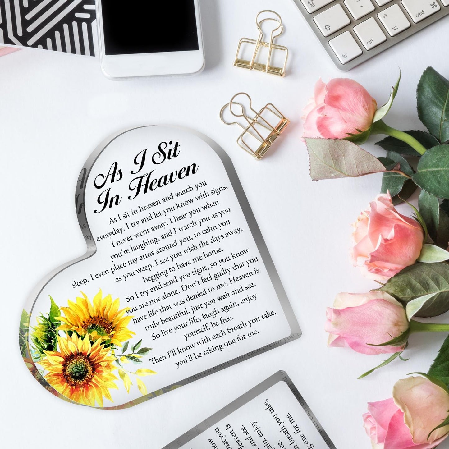 Sympathy Gifts, Bereavement Gift Condolences Gift Acrylic Heart Memorial Gift Sympathy Table Decorations Loss of for Loved One of for Table Centerpieces Remembrance