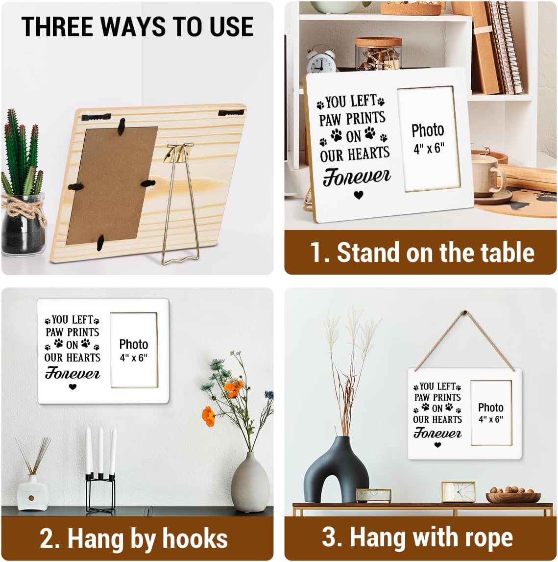 Pet Memorial Gift Photo Frame, Dog Memorial Gifts for Loss of Dog, Sympathy Gifts for Dogs, Cat Pet Bereavement Remembrance Gift Wooden Picture Frames, Photo 4 x 6 Inches