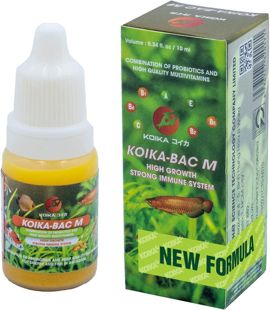 KOIKA BACM Natural Color Enhancement for Fish, Combination of Probiotic & Multi-Vitamins for Aquarium A, B6, B2, Pleasant Smell (BACM (New Formula), 10ml)