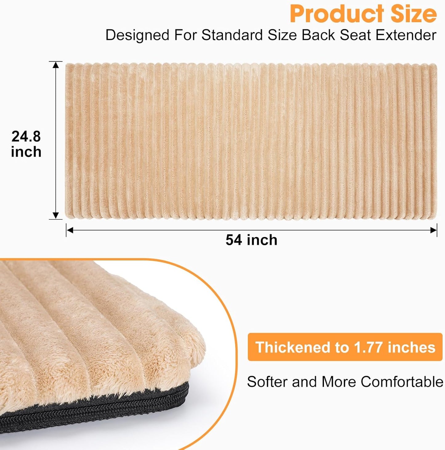 FURTIME Backseat Pet Bed Mat, Non-Slip Dog Bed for Car Back Seat, Washable Travel Pet Mat with Removable Cover, Dog Seat Covers Protector Fit for Backseat Extenders and Trucks SUVs, 54"x 24.8", Brown