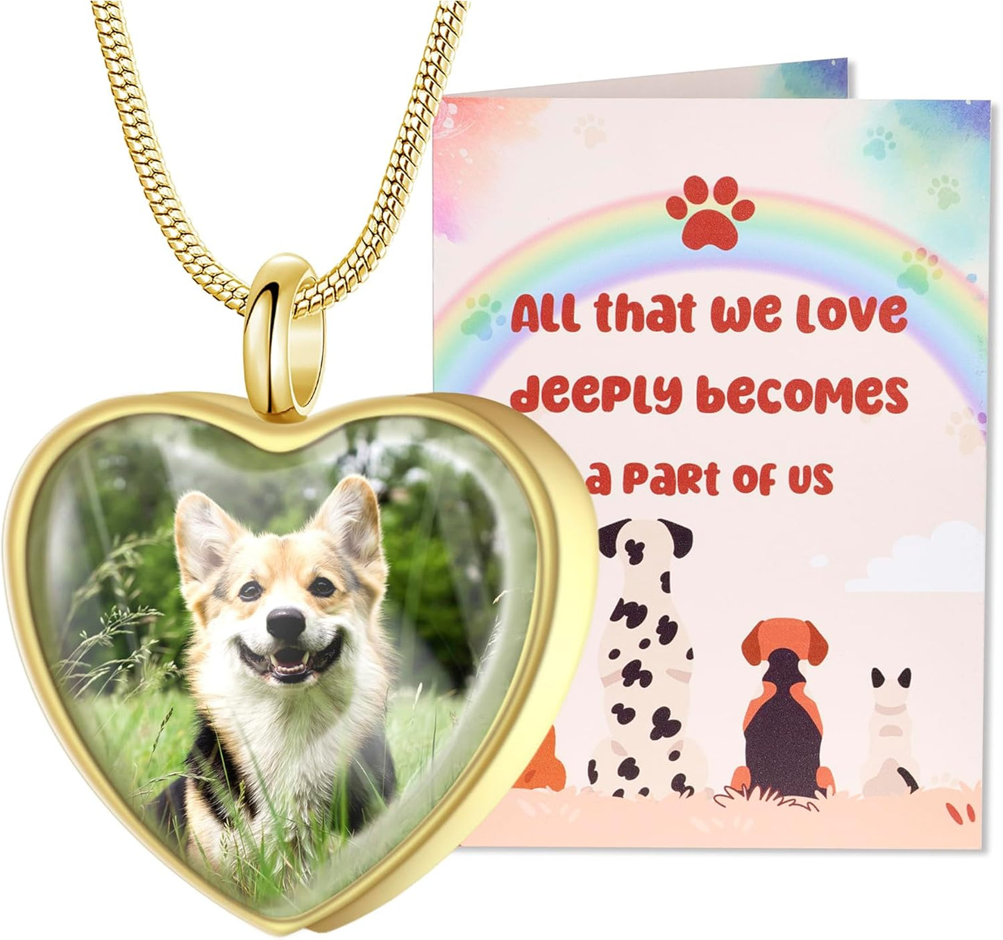 Fanery Sue Pet Ashes Necklace Cremation Jewelry Personalized Picture&Quote Memorial Gifts for Loss of Dog/Cat Urn Necklaces Pets Loss Sympathy Gift Keepsake for Women
