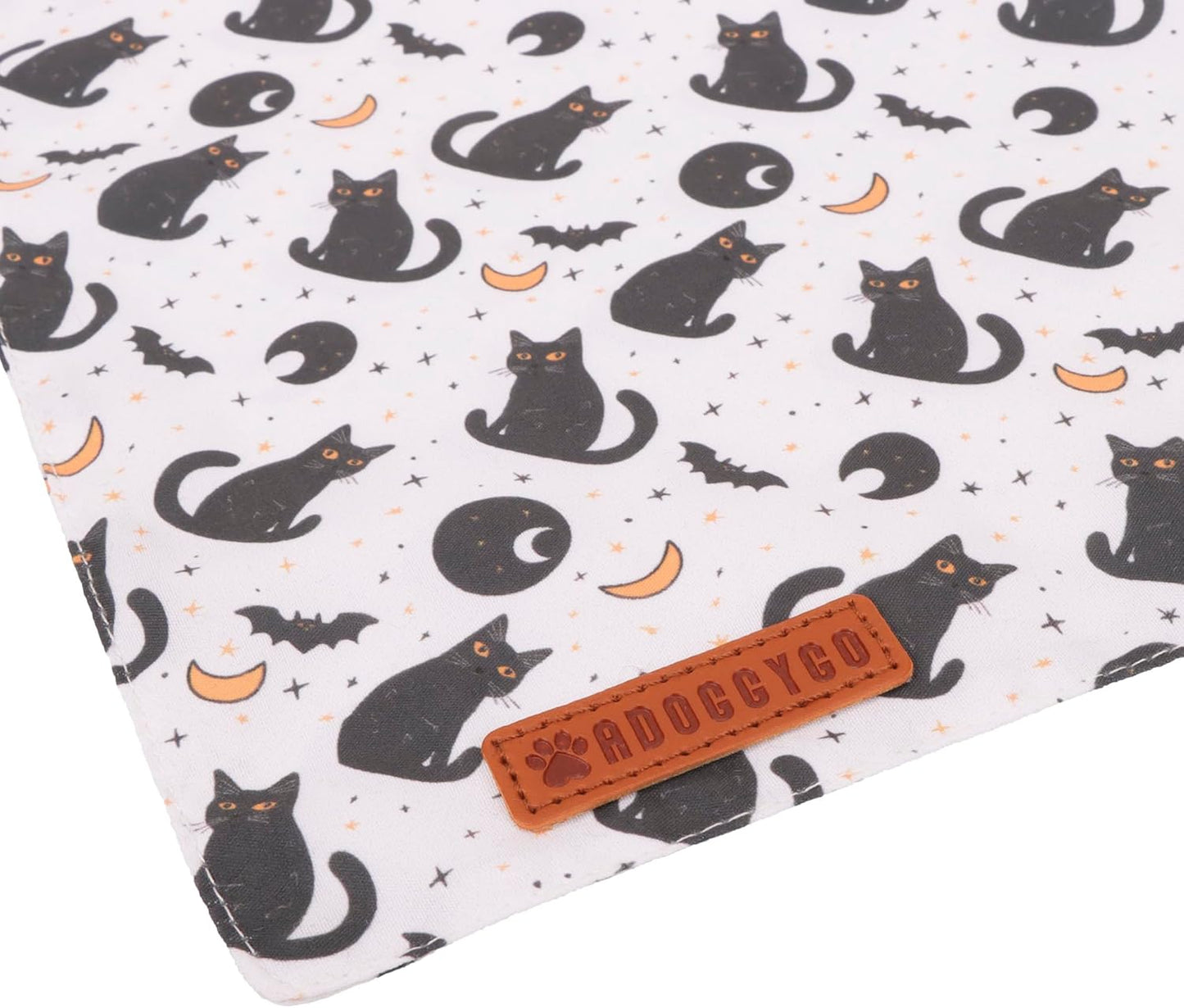 ADOGGYGO Halloween Cat Bandanas 2 Pack, Bat Ghost Cat Scarf, White Orange Pet Halloween Bandanas for Cats Kittens