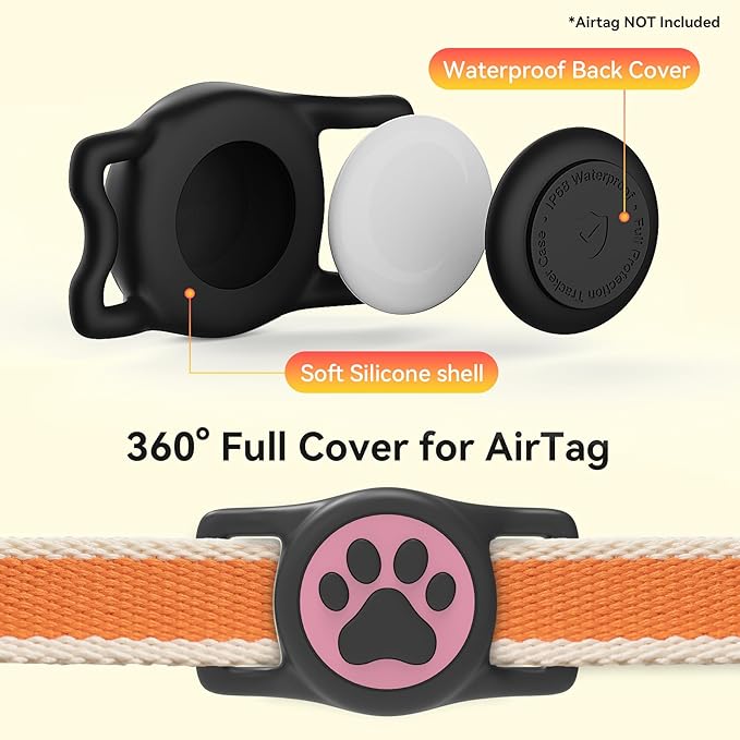 Dog Airtag Holder,[2-Pack] IP68 Waterproof AirTag Holder for Dog & Cat Collars,Silicone Air Tags Case for Pet Collars(Deep Pink+Deep Bule)