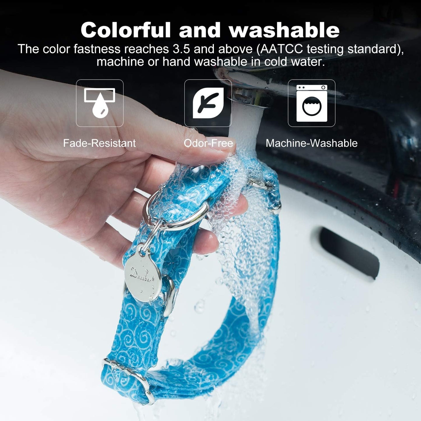 Martingale Collar Nylon Dog Collar No Pull Pet Collar Heavy Duty for Medium and Large Dogs, Adjustable 14 Inch - 21 Inch, Sky Blue