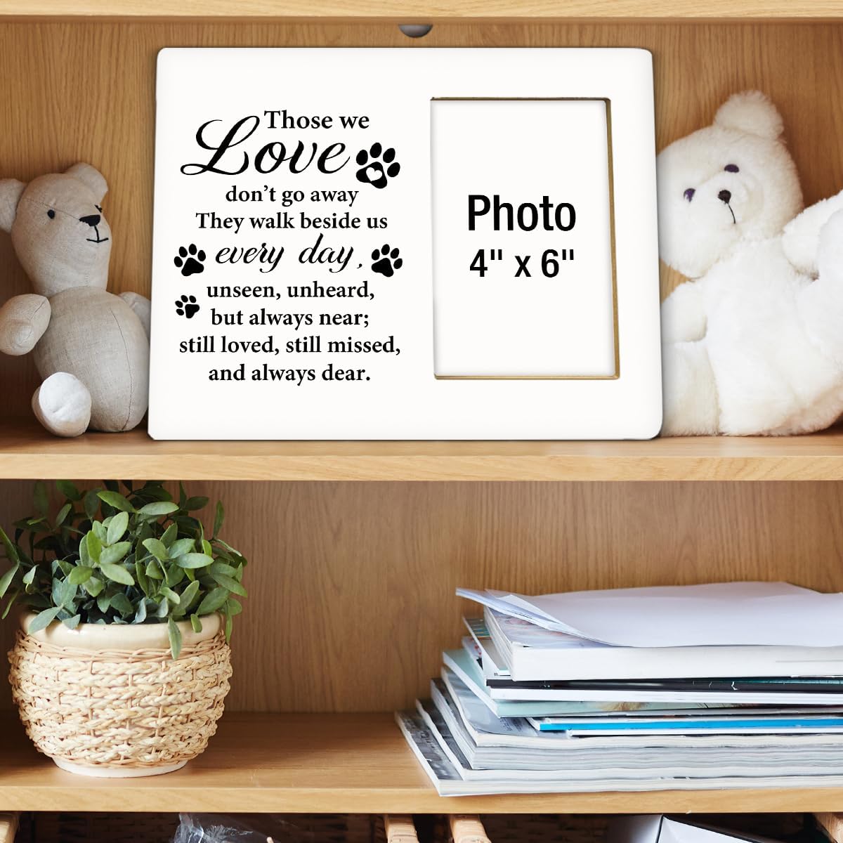 Pet Memorial Gift for Dogs Picture Frame, Sympathy Gifts for Loss of Loved Pet, Dog Bereavement Gifts, Cat Remembrance Gift Wood Photo Frames, 4 x 6 Inch Photo