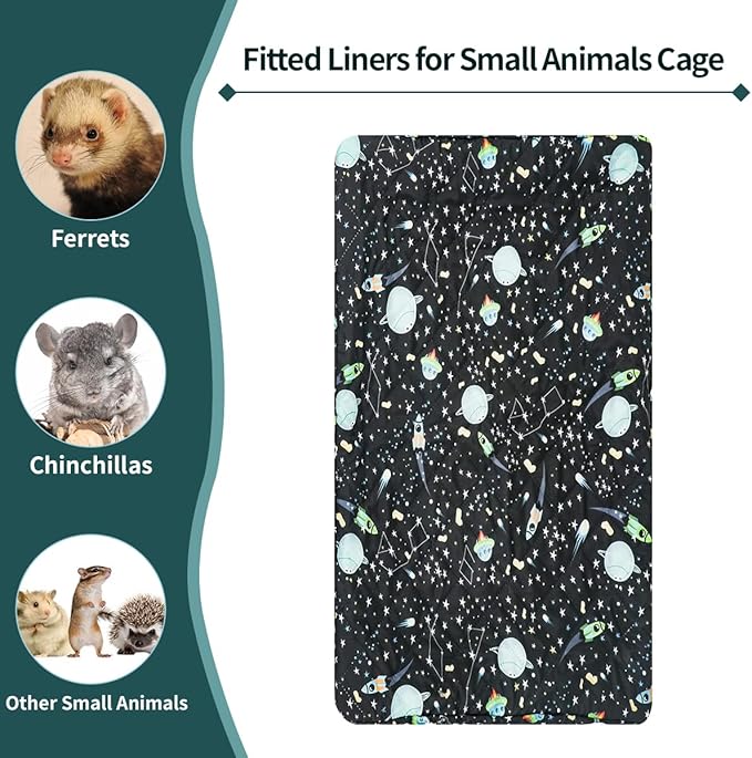 YKD Ferret Cage Liners for Ferret Nation & Critter Nation Cages, Waterproof Chinchilla Cage Accessories, Washable Bedding, for Ferrets, Chinchillas, Rats, Fancy Rat, Small Furry Pet (Bottom Pan Liner)