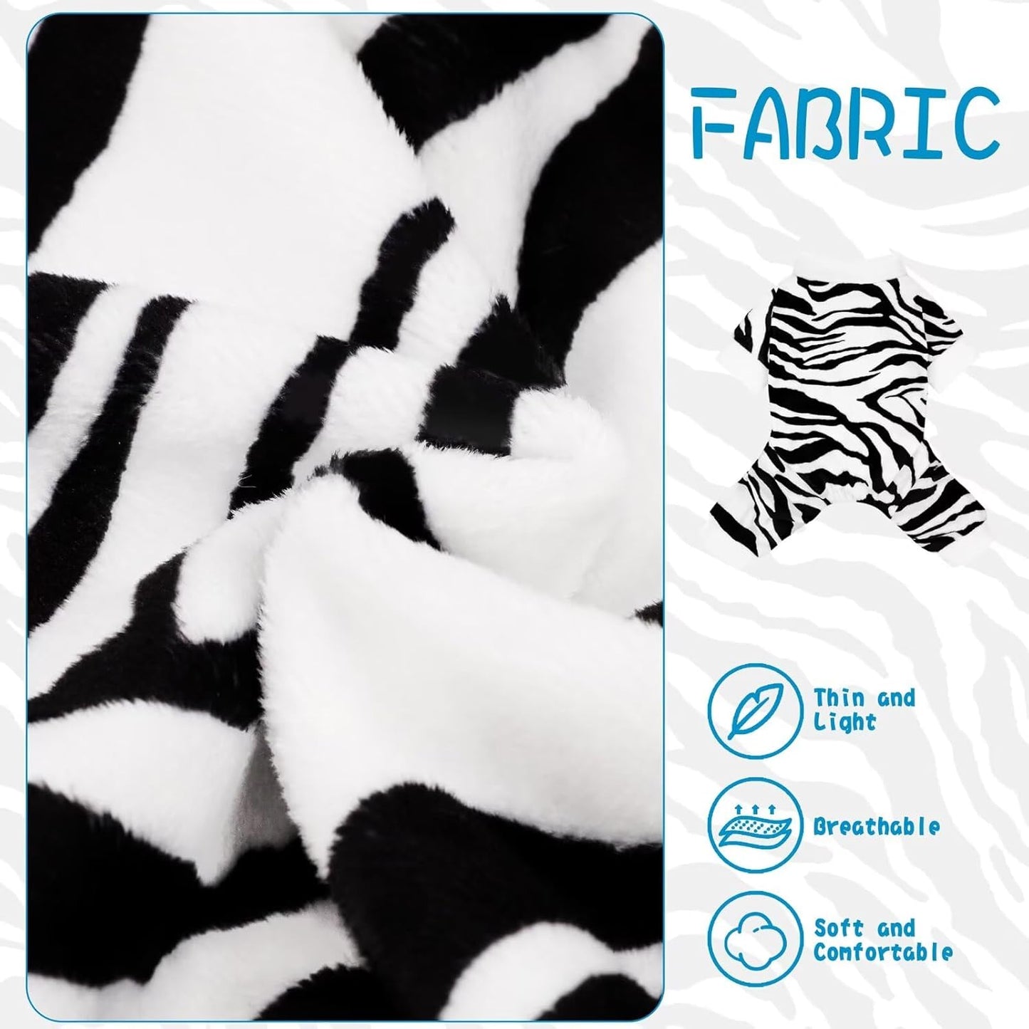 Adorable Zebra Print Dog Pajamas – Lightweight, Cozy Four-Legged Outfit for Small to Large Dogs and Cats, Soft and Snuggly Pet Wear for Everyday Comfort and Cuteness.Black M
