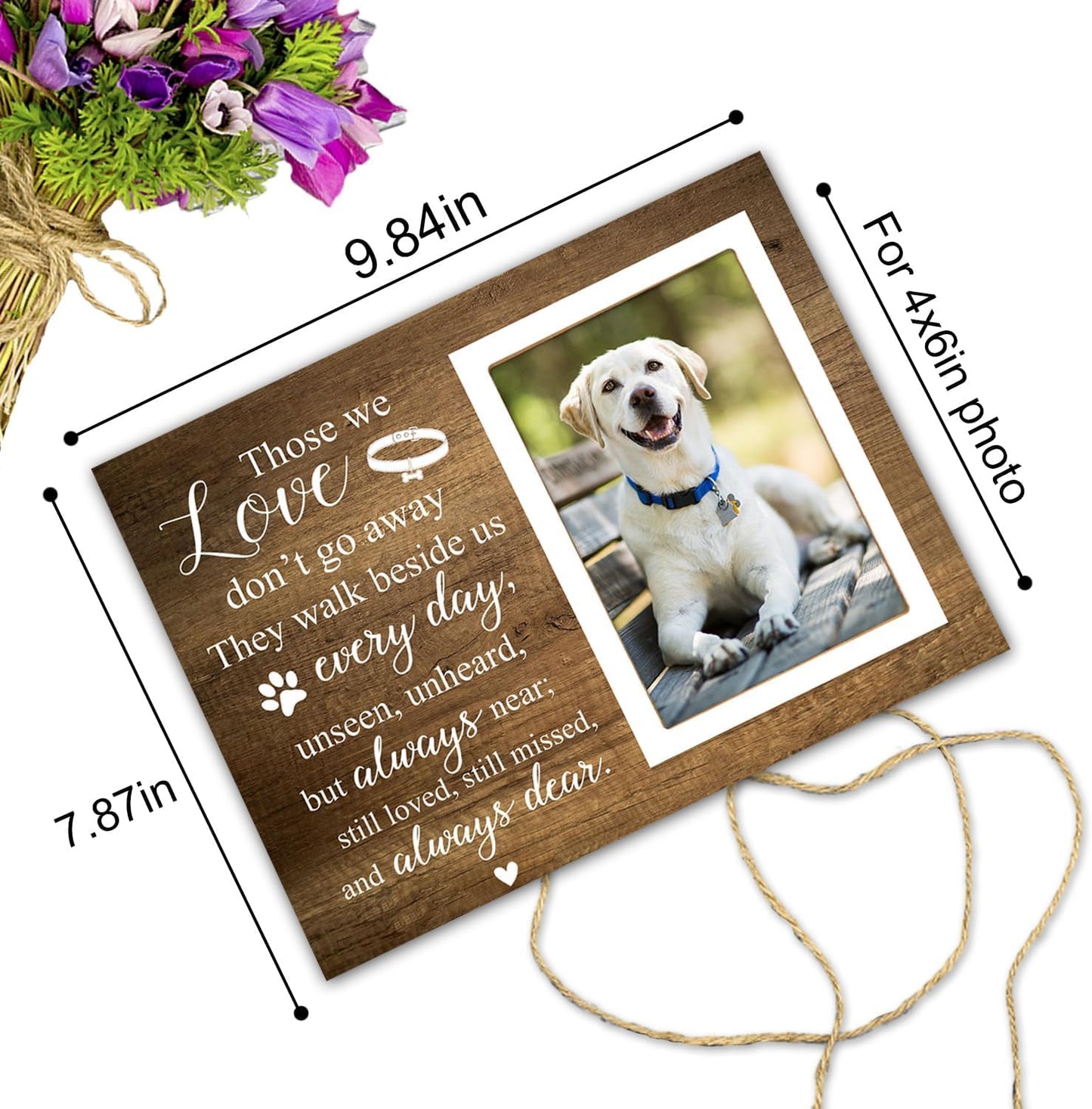 Memorial Picture Frame, Pet Picture Frame, Sympathy Gifts for Loss of Loved Pet, Bereavement Gifts for Loss of Dog, Remembrance Photo Frame or Memorial Gift, Fits 4 x 6 In Photo
