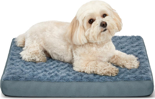 Orthopedic Dog Beds for Crate with Removable Washable Cover Egg-Crate Foam Pet Pad Mat with Anti-Slip Bottom,Waterproof Dog Beds Small Sized，20x16 Inch