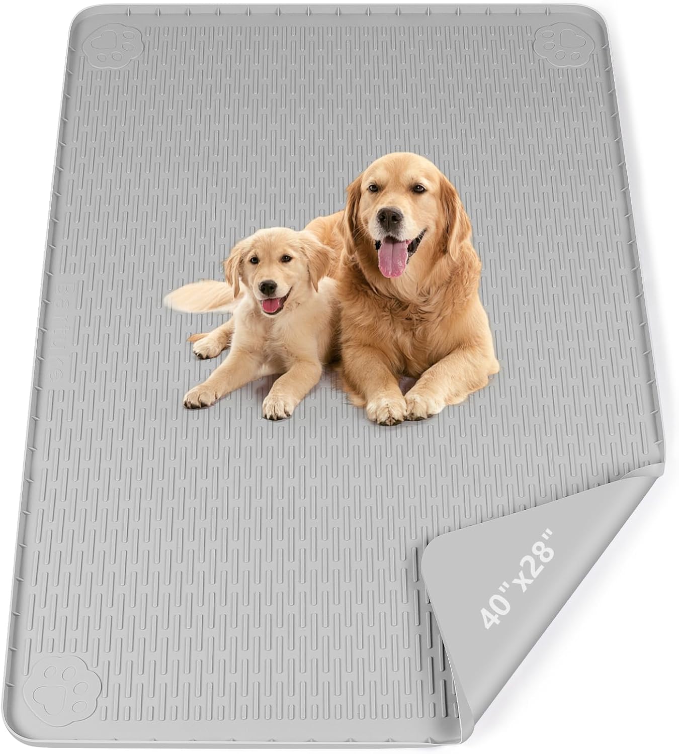 Pee Pads for Dogs, 40" x 28" Extra Large Reusable Dog Silicone Mat for Floor Protector, Washable Non-Slip Dog Training Pads for Potty Training (Grey)