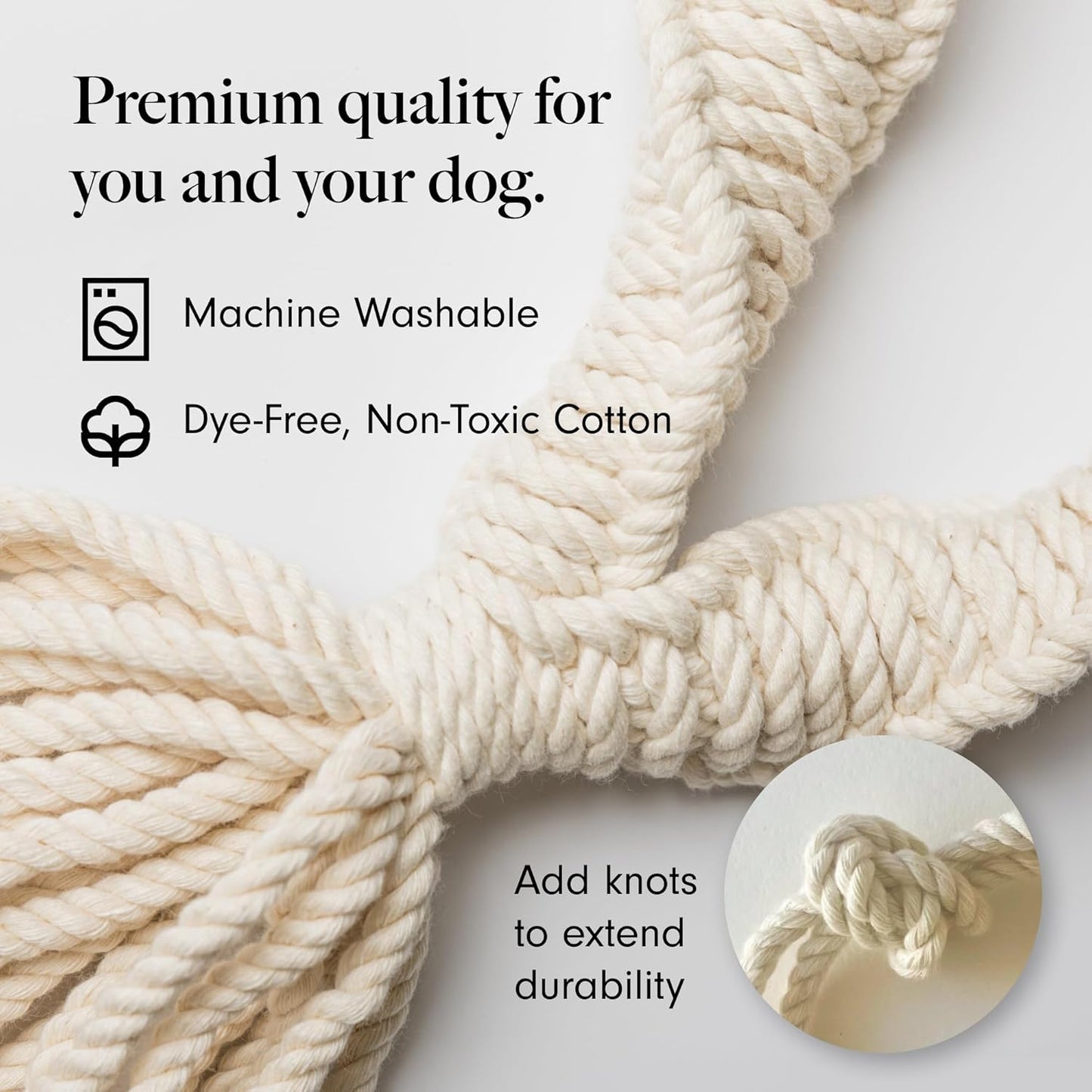 LAY LO Natural, Non-Toxic Cotton Rope Toys for Small and Medium Dogs | 2-Pack | Includes Live Support with Dog Trainer | Durable & Eco-Friendly | Unique Boho Designs with Handle | Puppy Teething Toy