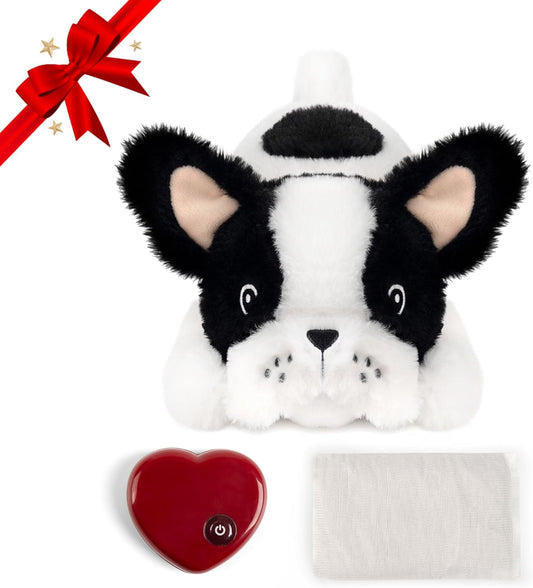 Pet Prime Heartbeat Dog Toy for Puppy - with Warmer Bag Separation Anxiety Toys for Pet Soft Sleep Aid Toy Stuffed Animal Bulldog