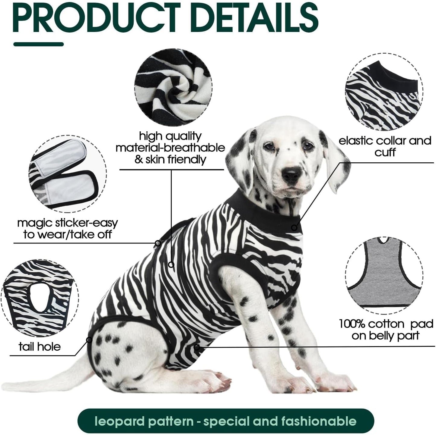 Kuoser Dog Surgery Recovery Suit, Recovery Suit for Female Male Dogs, Dog Onesie After Surgery Spay Neuter, Anti-Licking Pet Surgical Recovery Snugly Suit, Bodysuit for Abdominal Wounds Skin Disease