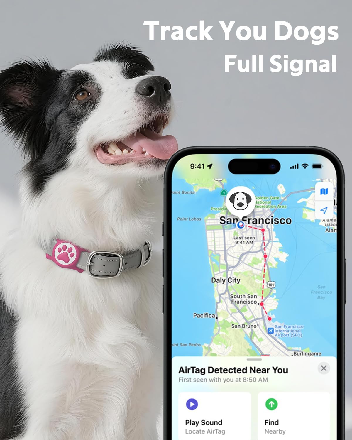 IP68 Waterpoof Dog Airtag Holder, Stretchy Silicone Full Body Covered Apple Air Tag Holder for Dog Cat Collar Fit All Width Collar (Pink/Rose, 2 Pack)